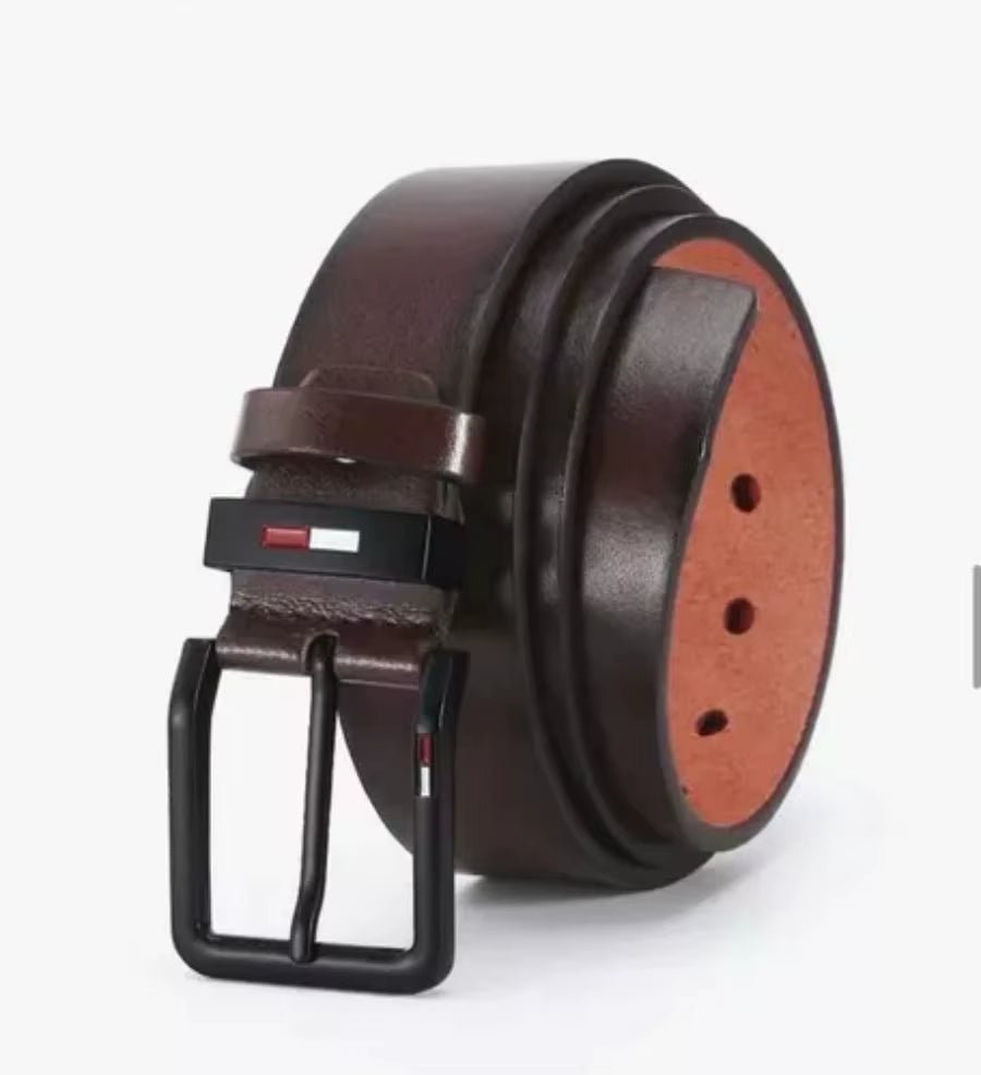 Men'S PU Leather Alloy Pin Square Buckle Belt Businessleisure Belts 2023 Fashion Black Coffee Brown Waistbelts for Men - Avero