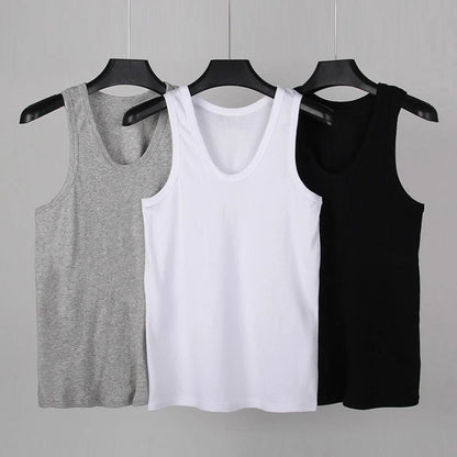Men's solid color four seasons thin cotton vest casual and comfortable Joker sweatshirt fitness exercise slim vest - Avero