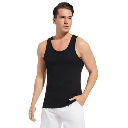 Men's solid color four seasons thin cotton vest casual and comfortable Joker sweatshirt fitness exercise slim vest - Avero