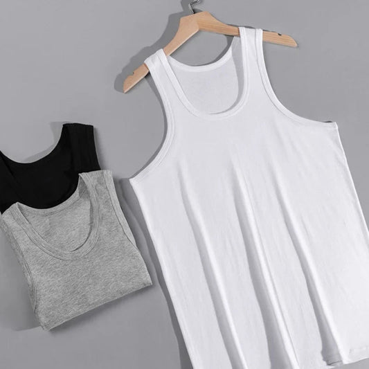 Men's solid color four seasons thin cotton vest casual and comfortable Joker sweatshirt fitness exercise slim vest - Avero