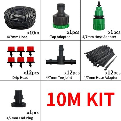 Micro Drip Irrigation System Portable 20M Automatic Watering with Adjustable Drippers Misting Watering Kits Garden Hose - Avero