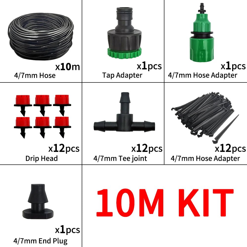 Micro Drip Irrigation System Portable 20M Automatic Watering with Adjustable Drippers Misting Watering Kits Garden Hose - Avero