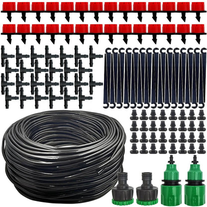 Micro Drip Irrigation System Portable 20M Automatic Watering with Adjustable Drippers Misting Watering Kits Garden Hose - Avero