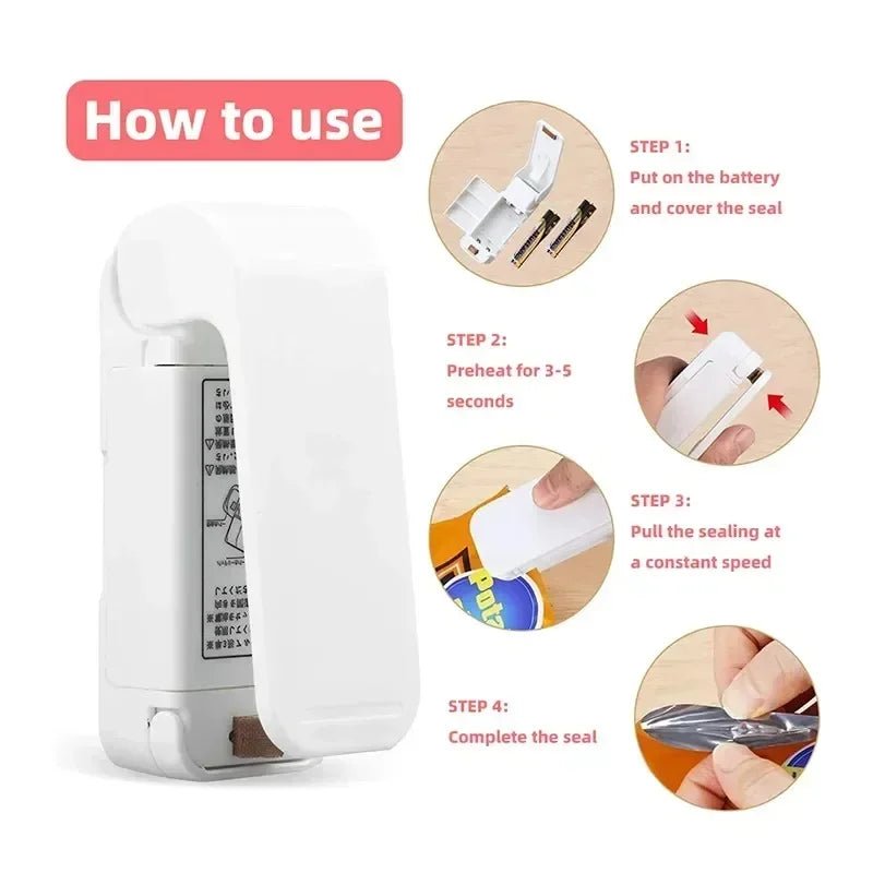 Mini Heat Bag Sealing Machine Package Sealer Bags Thermal Plastic Food Bag Closure Portable Sealer Packing Kitchen Special Tools - Avero