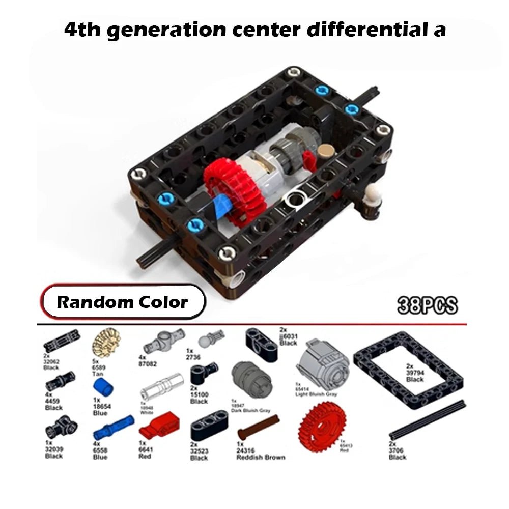 MOC Modified Differential Lock Compatible with Legoeds Building Block Gear 65413 65414 Gearbox Tech Hole Arm Beam for Car Model - Avero