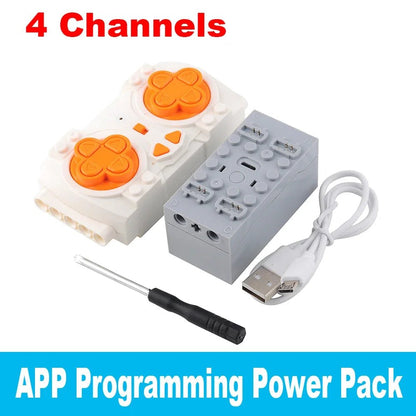 MOC Remote Control Set Rechargeable Battery Box Blue - tooth M Motor Speed Control APP Program PF Building Blocks Modification - Avero