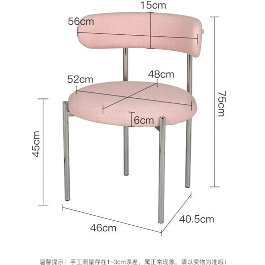 Modern cream style light French style home backrest chair,home bedroom desk chair,cream style lamb velvet dining table and chair - Avero