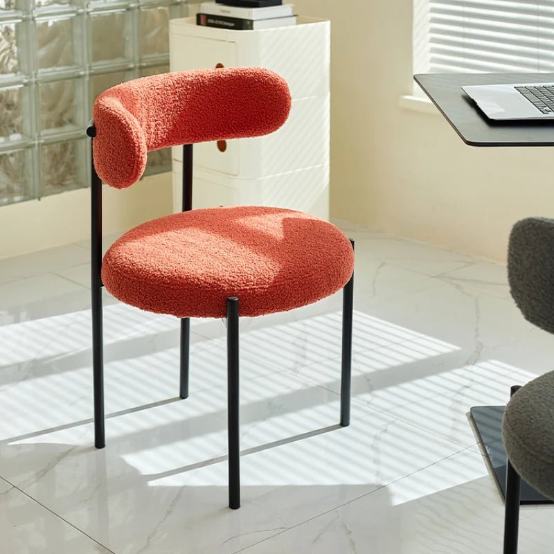 Modern cream style light French style home backrest chair,home bedroom desk chair,cream style lamb velvet dining table and chair - Avero