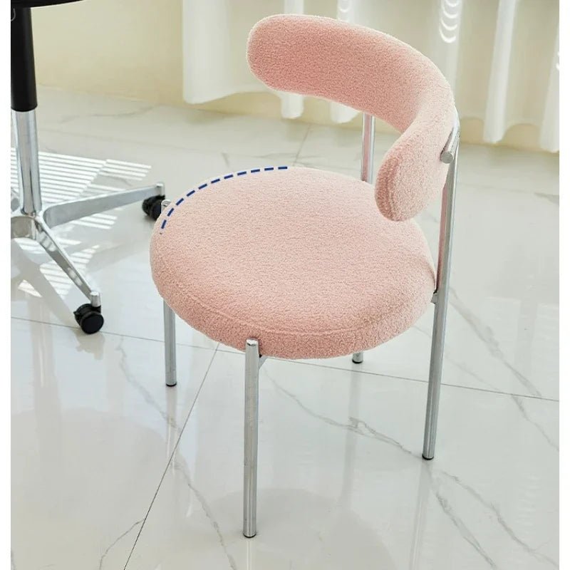 Modern cream style light French style home backrest chair,home bedroom desk chair,cream style lamb velvet dining table and chair - Avero
