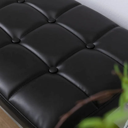Modern PU Leather Dining Bench, Button Tufted Ottoman Bench with X - Shape Chrome Finish Upholstered End of Bed Bench Comfy - Avero