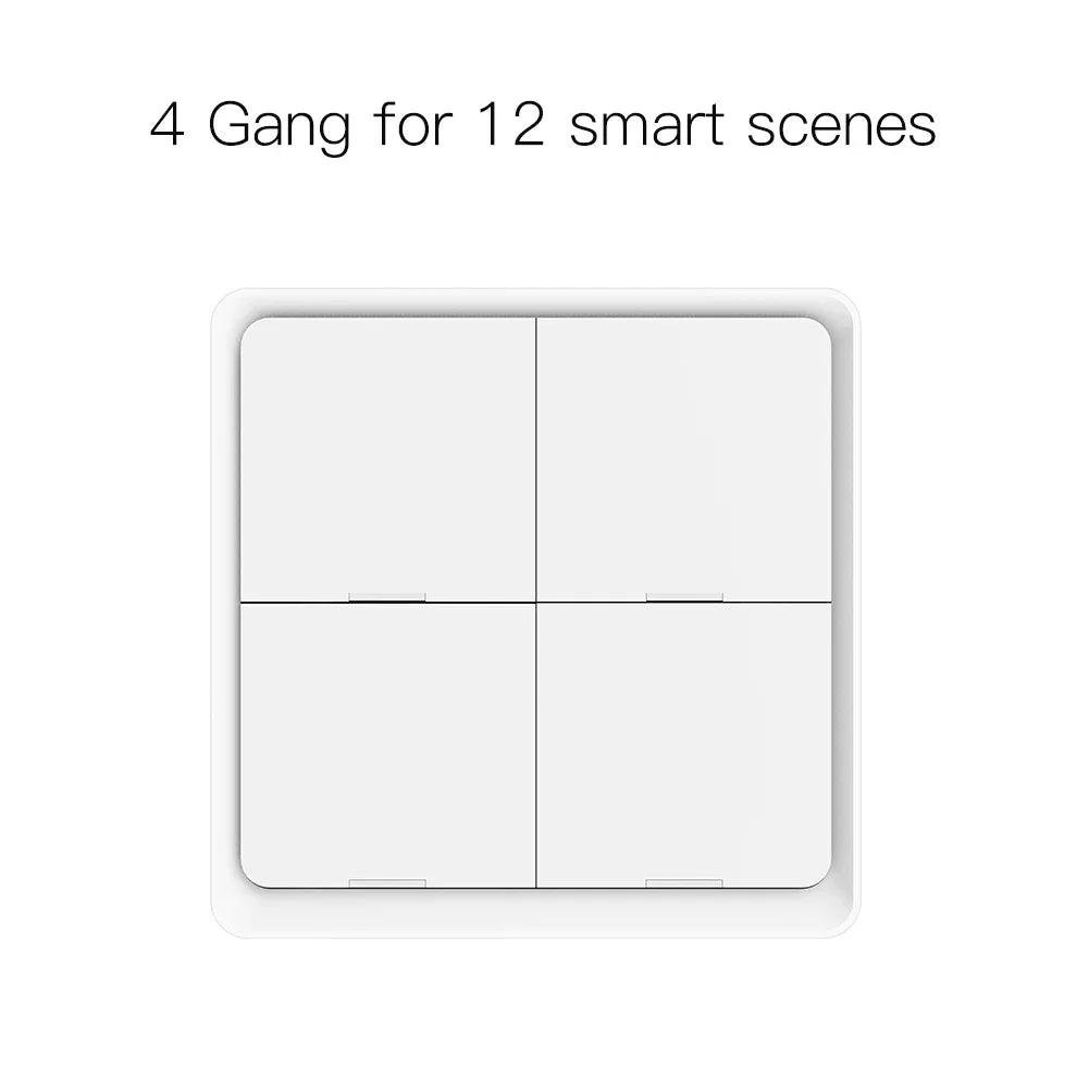 MOES 4 Gang Tuya ZigBee Wireless 12 Scene Switch Push Button Controller Battery Powered Automation Scenario for Tuya Devices - Avero