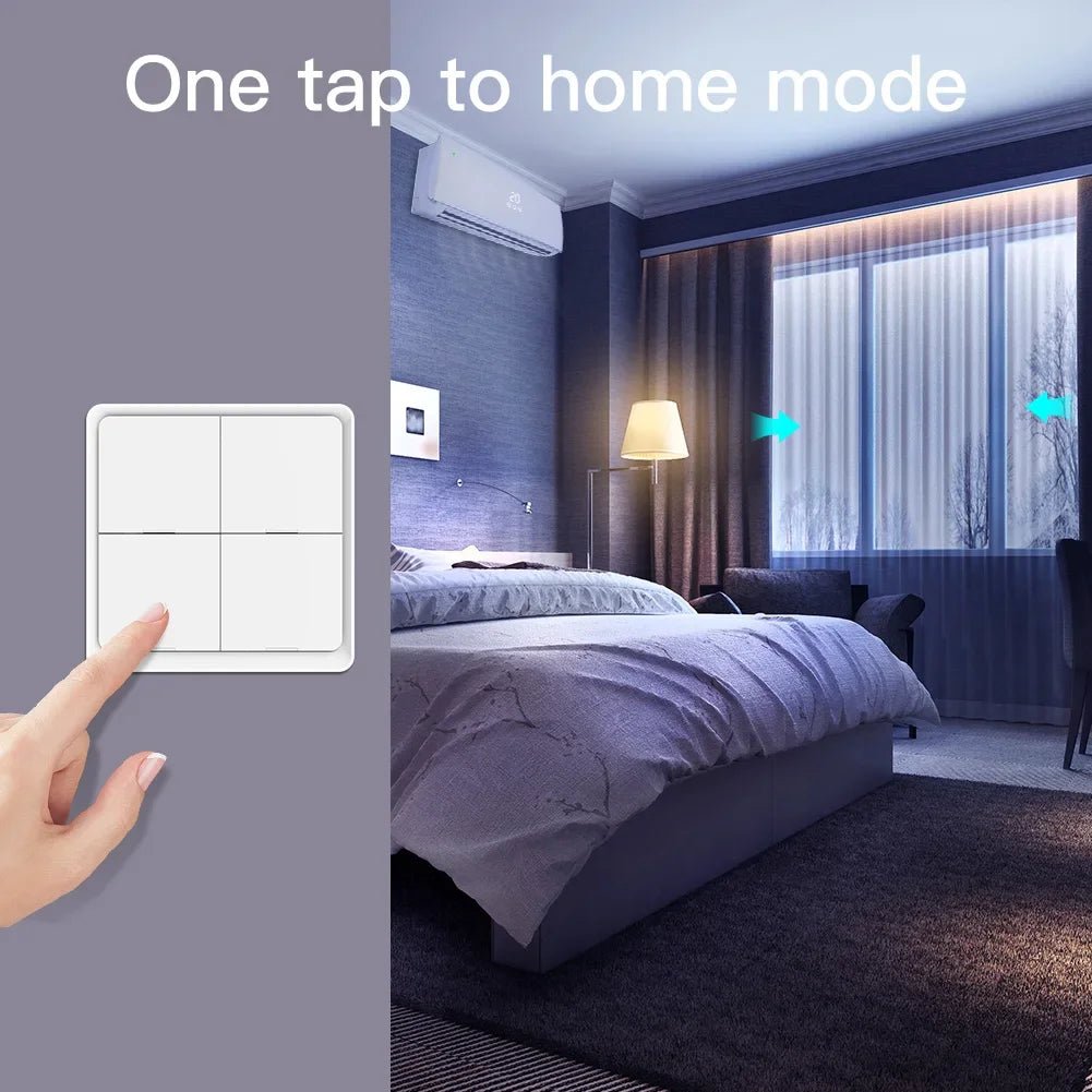 MOES 4 Gang Tuya ZigBee Wireless 12 Scene Switch Push Button Controller Battery Powered Automation Scenario for Tuya Devices - Avero