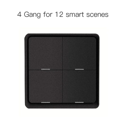MOES 4 Gang Tuya ZigBee Wireless 12 Scene Switch Push Button Controller Battery Powered Automation Scenario for Tuya Devices - Avero