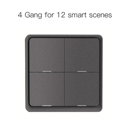 MOES 4 Gang Tuya ZigBee Wireless 12 Scene Switch Push Button Controller Battery Powered Automation Scenario for Tuya Devices - Avero