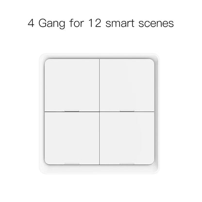 MOES 4 Gang Tuya ZigBee Wireless 12 Scene Switch Push Button Controller Battery Powered Automation Scenario for Tuya Devices - Avero