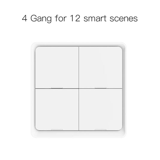 MOES 4 Gang Tuya ZigBee Wireless 12 Scene Switch Push Button Controller Battery Powered Automation Scenario for Tuya Devices - Avero