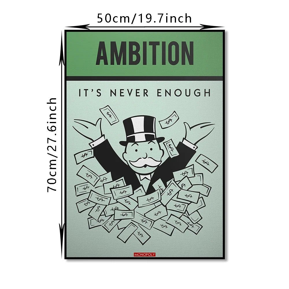 Monopoly Millionaire Money Canvas Decorative Painting Motivational Quote Art Poster Cartoon Figure Mural Home Wall Decor Picture - Avero