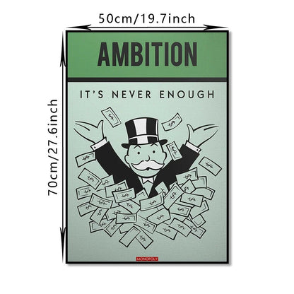 Monopoly Millionaire Money Canvas Decorative Painting Motivational Quote Art Poster Cartoon Figure Mural Home Wall Decor Picture - Avero