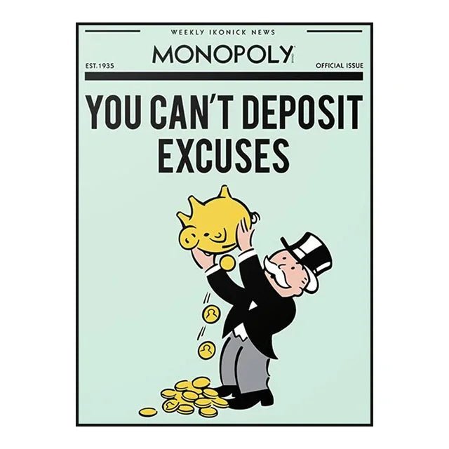 Monopoly Millionaire Money Canvas Decorative Painting Motivational Quote Art Poster Cartoon Figure Mural Home Wall Decor Picture - Avero