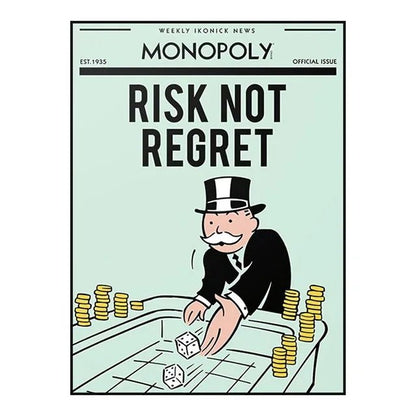 Monopoly Millionaire Money Canvas Decorative Painting Motivational Quote Art Poster Cartoon Figure Mural Home Wall Decor Picture - Avero