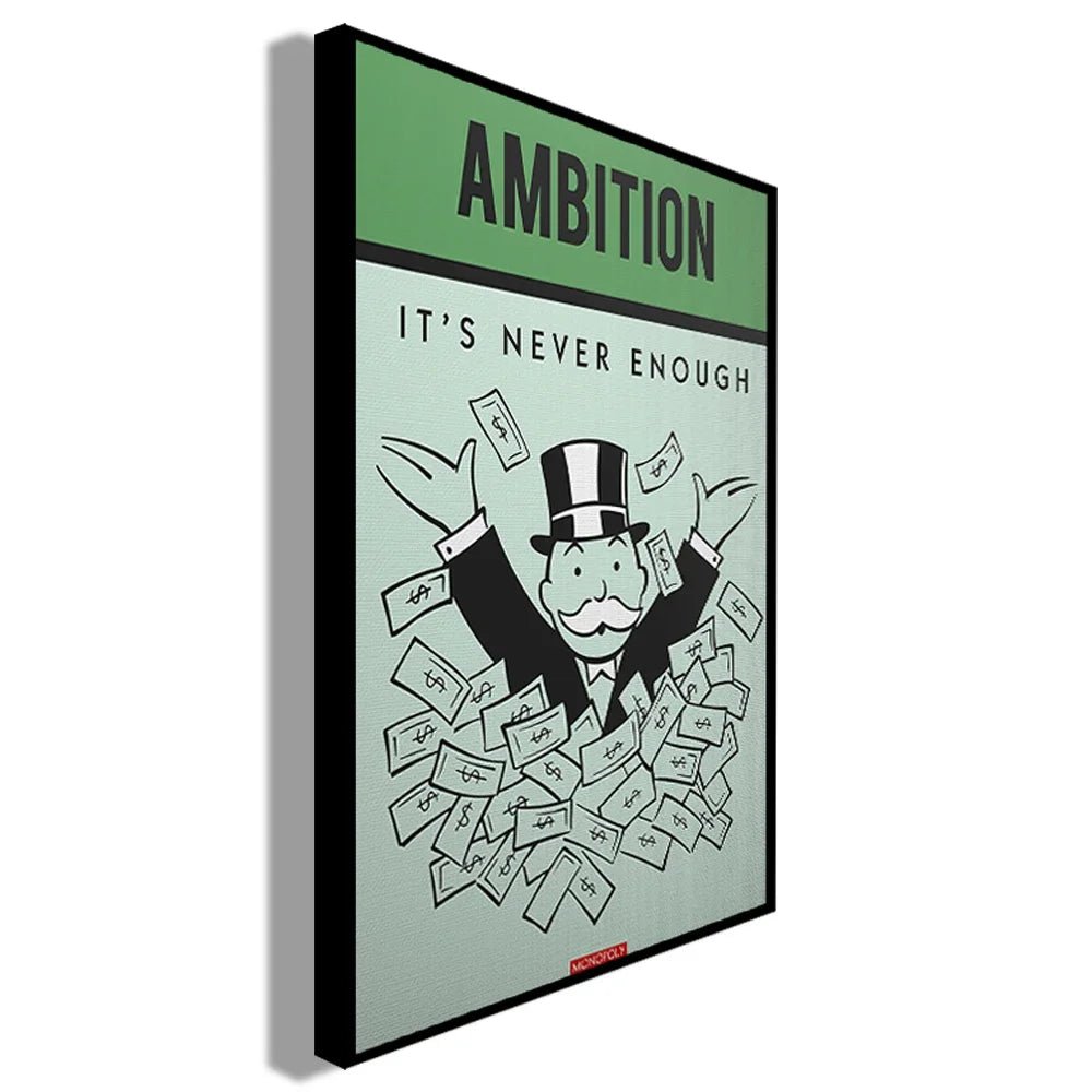 Monopoly Millionaire Money Canvas Decorative Painting Motivational Quote Art Poster Cartoon Figure Mural Home Wall Decor Picture - Avero