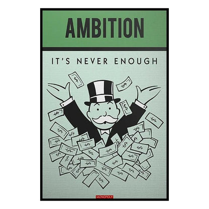 Monopoly Millionaire Money Canvas Decorative Painting Motivational Quote Art Poster Cartoon Figure Mural Home Wall Decor Picture - Avero