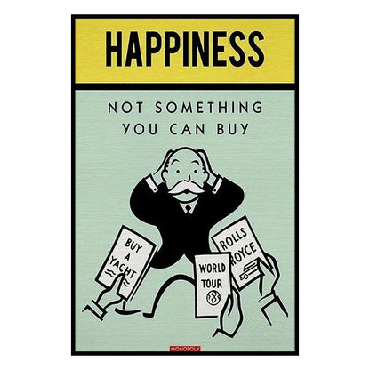Monopoly Millionaire Money Canvas Decorative Painting Motivational Quote Art Poster Cartoon Figure Mural Home Wall Decor Picture - Avero