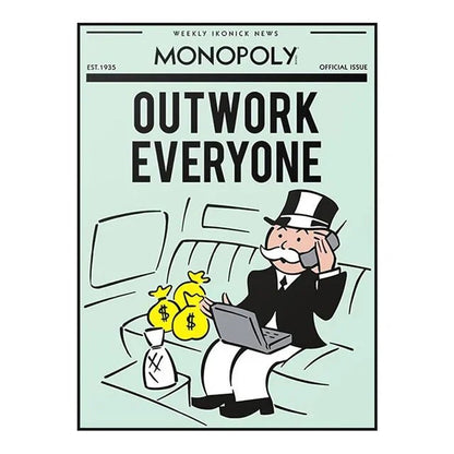 Monopoly Millionaire Money Canvas Decorative Painting Motivational Quote Art Poster Cartoon Figure Mural Home Wall Decor Picture - Avero