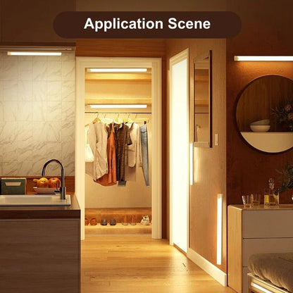 Motion Sensor LED Night Light USB Rechargeable Bedside Lamp Wireless Portable Cabinet Tube Light for Kitchen Wardrobe Staircase - Avero