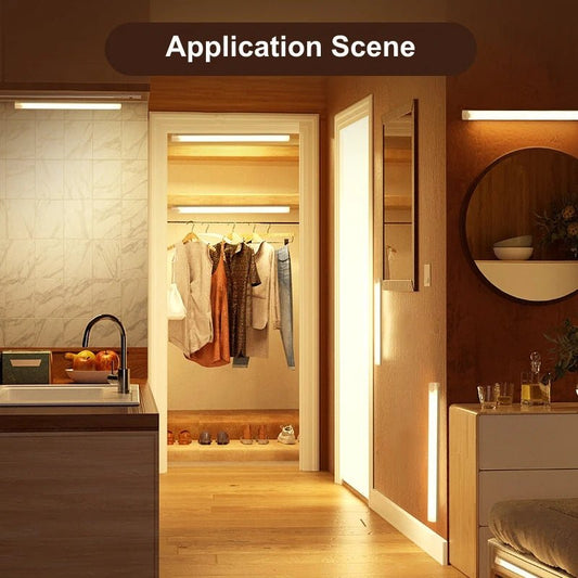 Motion Sensor LED Night Light USB Rechargeable Bedside Lamp Wireless Portable Cabinet Tube Light for Kitchen Wardrobe Staircase - Avero