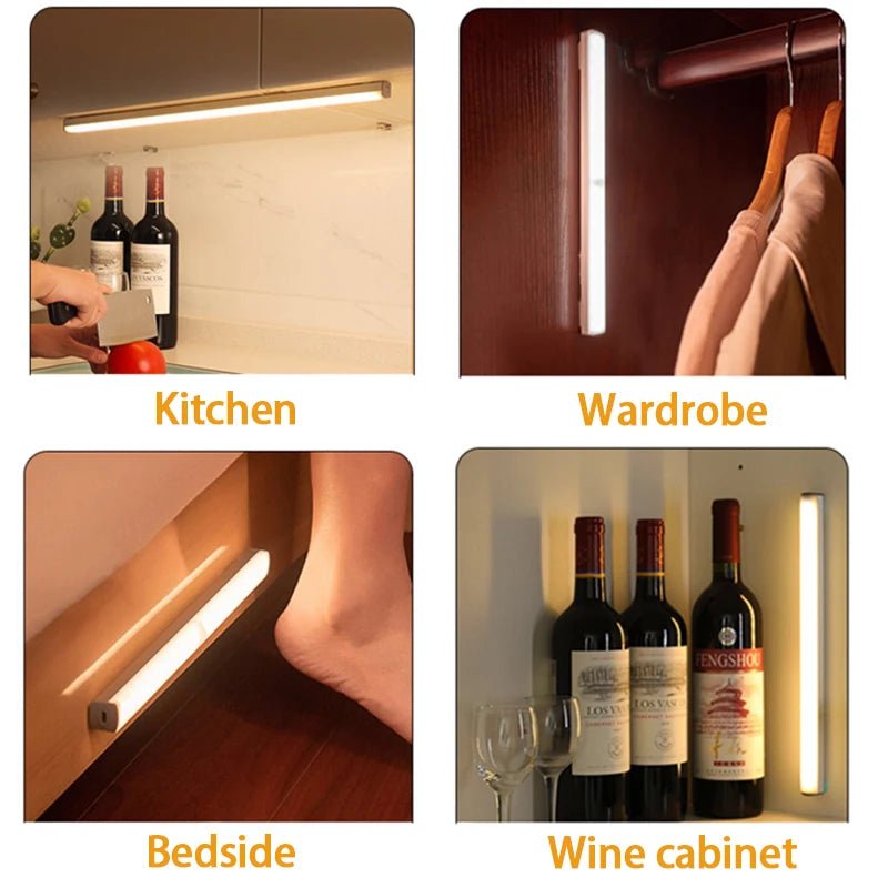 Motion Sensor Light Wireless LED Night Light Type C Rechargeable Light Cabinet Wardrobe Lamp Staircase Backlight For Kitchen LED - Avero