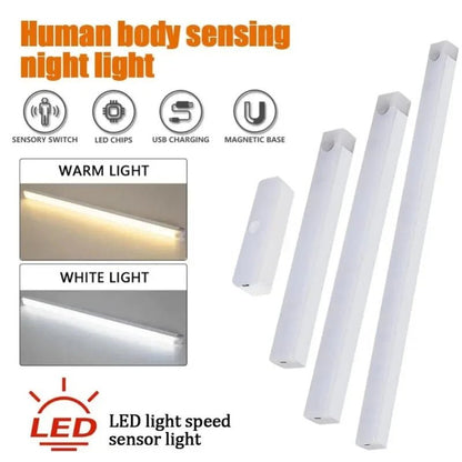 Motion Sensor Wireless LED Night Light TypeC Rechargeable Cabinet Wardrobe Lamp Backlight for Kitchen Staircase Bedroom Lighting - Avero