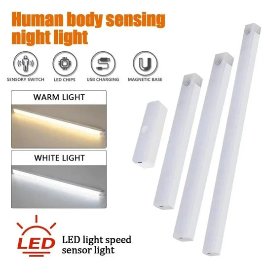 Motion Sensor Wireless LED Night Light TypeC Rechargeable Cabinet Wardrobe Lamp Backlight for Kitchen Staircase Bedroom Lighting - Avero