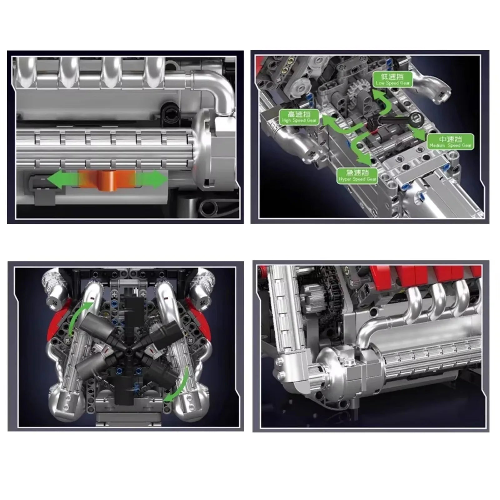Mould King 10203 MB Merc V8 Engine Motorized Building Kit with Electric Drive, 1169PCS Technical Car Model for Adult Collectors - Avero
