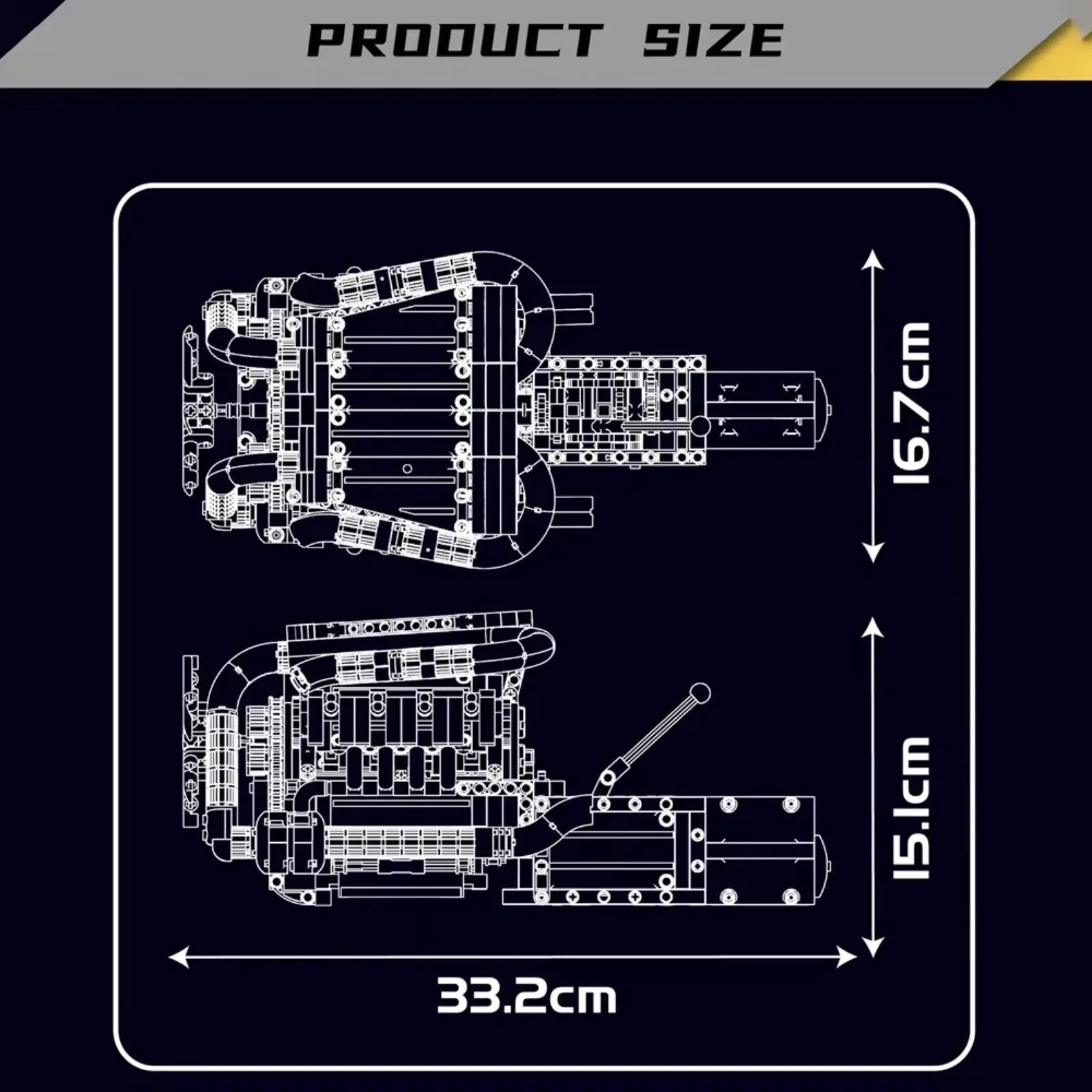 Mould King 10203 MB Merc V8 Engine Motorized Building Kit with Electric Drive, 1169PCS Technical Car Model for Adult Collectors - Avero