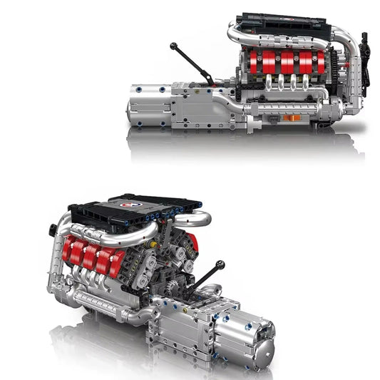 Mould King 10203 MB Merc V8 Engine Motorized Building Kit with Electric Drive, 1169PCS Technical Car Model for Adult Collectors - Avero