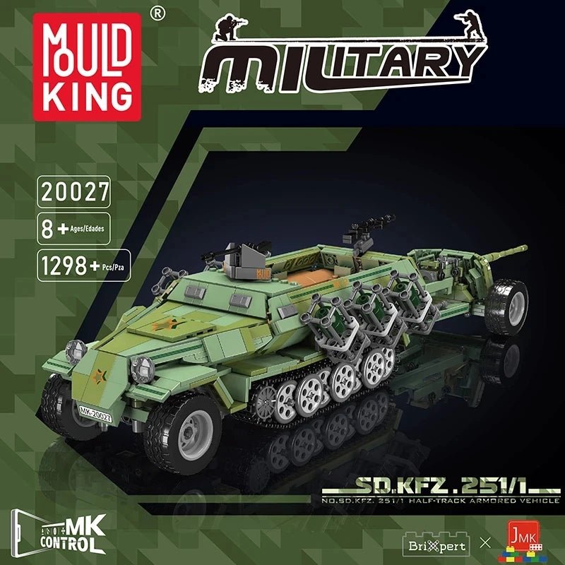 Mould King 20027 Military Remote Control Tank Building Block The Half Tracked Armored Vehicle Model Brick Toys For Kids Gifts - Avero