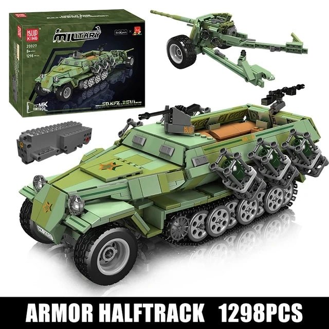 Mould King 20027 Military Remote Control Tank Building Block The Half Tracked Armored Vehicle Model Brick Toys For Kids Gifts - Avero