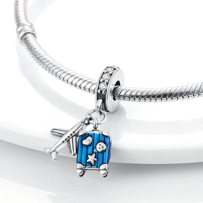 MULA 1PC Silver Plated Travel Sunflowers Four Leaf Lucky Clover Dangle Charms Fit 3MM Snake Chain Charm Bracelet DIY - Avero