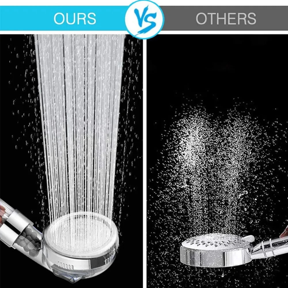 New 3 Functions High Pressure SPA Shower Head Water Saving Handheld Rainfall Bathroom Accessories Anion Filter Shower - Avero