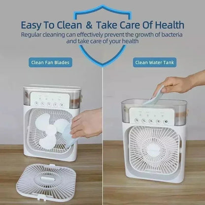 New 3 In 1 Fan AIr Conditioner Household Mini Air Cooler LED Night Light Portable Humidifier Air Adjustment Fan Office Home Fan - Avero