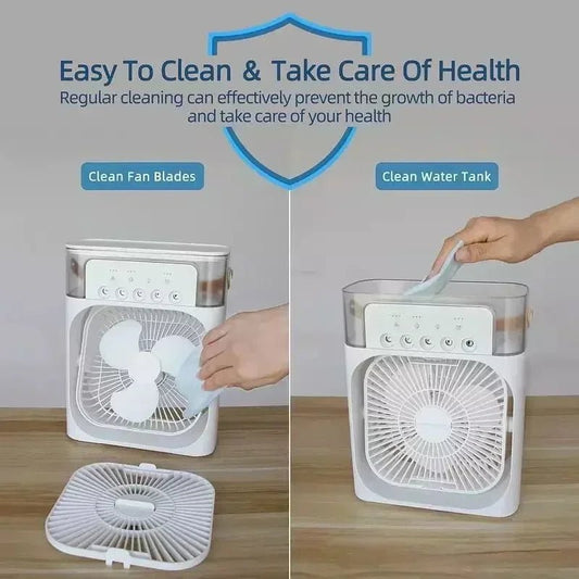 New 3 In 1 Fan AIr Conditioner Household Mini Air Cooler LED Night Light Portable Humidifier Air Adjustment Fan Office Home Fan - Avero