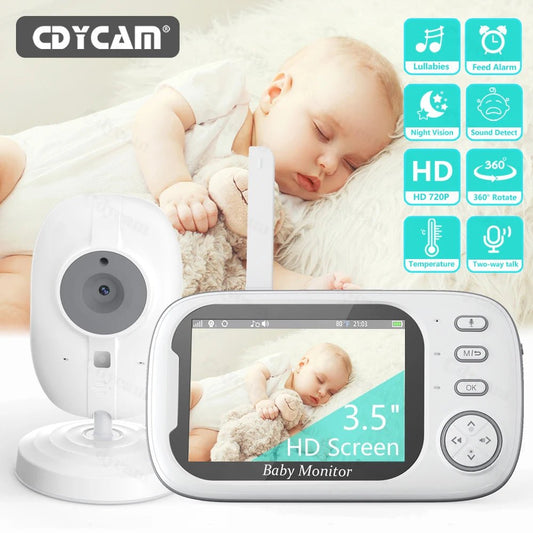New 3.5 Inch Wireless Video Baby Monitor Night Vision Temperature Monitoring 2 Way Audio Talk Baby Nanny Security Camera - Avero