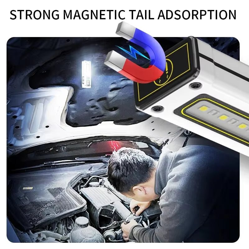 NEW Design Super Bright LED Source Work Lamp with Magnet Alarm SOS Key Chain Power Bank Waterproof Emergency Flashlight - Avero