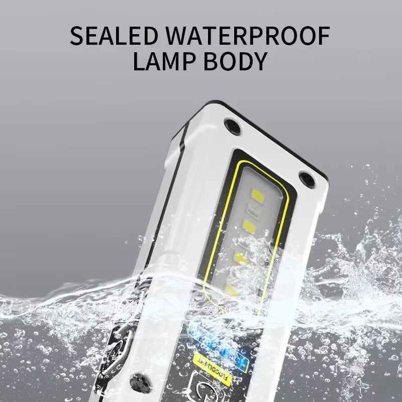 NEW Design Super Bright LED Source Work Lamp with Magnet Alarm SOS Key Chain Power Bank Waterproof Emergency Flashlight - Avero