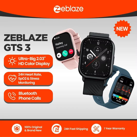 New GTS 3 Voice Calling Smart Watch Ultra - Big 2.03'' HD Screen 24H Health Monitor 100+ Sport Modes 200+ Watch Faces - Avero