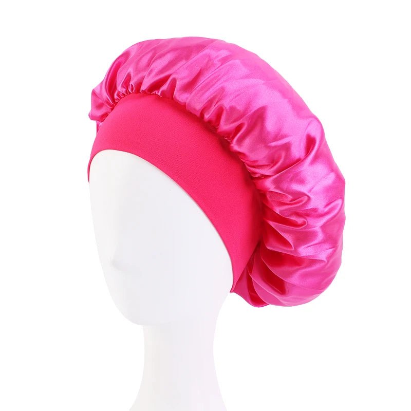 New Women'S Satin Solid Wide - Brimmed Sleeping Hat Unisex Head Wrap Elastic Band Cap Hair Care Bonnet Night Hat Bonnet De Nuit - Avero
