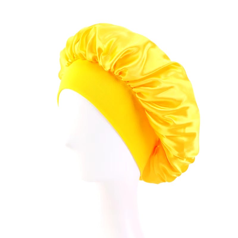 New Women'S Satin Solid Wide - Brimmed Sleeping Hat Unisex Head Wrap Elastic Band Cap Hair Care Bonnet Night Hat Bonnet De Nuit - Avero