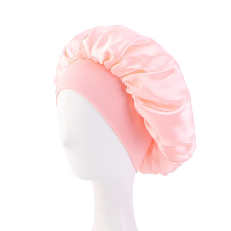 New Women'S Satin Solid Wide - Brimmed Sleeping Hat Unisex Head Wrap Elastic Band Cap Hair Care Bonnet Night Hat Bonnet De Nuit - Avero