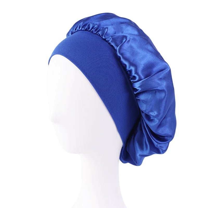 New Women'S Satin Solid Wide - Brimmed Sleeping Hat Unisex Head Wrap Elastic Band Cap Hair Care Bonnet Night Hat Bonnet De Nuit - Avero